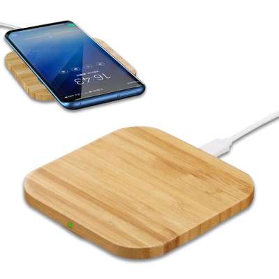 New Portable Desktop Stand 10W Bamboo Cell Mobile Phone Fast Qi Wireless Charger Pad