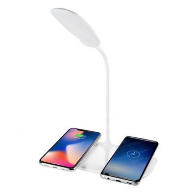 10W Tablet Folding Dual Mobile Phone Charging Stand Pad Desk LED Lamp Wireless Charger