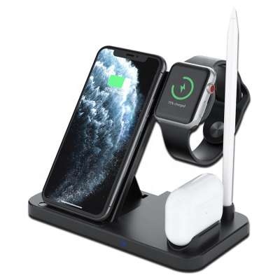 Smart Watch Cell Phone Qi 15W 4 In 1 Fast Charging Dock Station Wireless Chargers