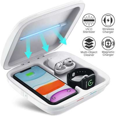 10W Qi Fast Charger Stand LED UVC Light With Wireless Charging 4 in 1 UV Sterilizer Box