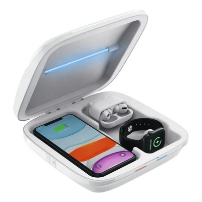 Multifunctional 10W Qi Fast Charging Station 4 In 1 UV Light Sterilizer Box Wireless Charger