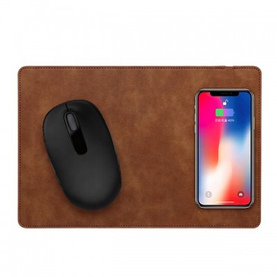 High Quality Custom Logo Ultra Thin leather Fast Charging Qi Mouse Pad Wireless Mobile Charger