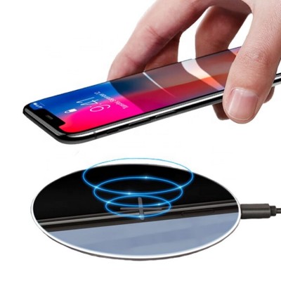 Universal Round Glass Mirror Mobile Charging Fast Qi Cell Phone 10w Charger Wireless