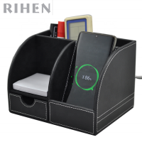 Pu Leather Desktop Organizer  wireless charger